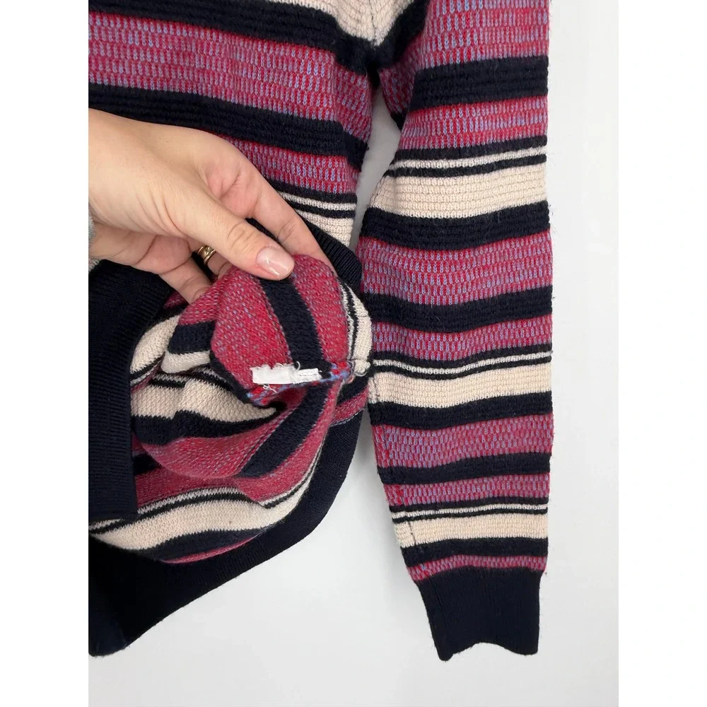Scotch & Soda Mens Striped Crewneck Sweater Burgundy Navy Cream Wool Blend M
